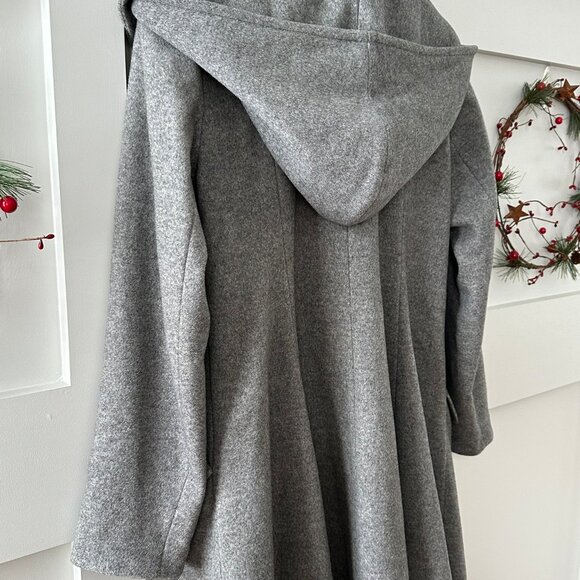 🧥 Elegant Vintage Gray Wool Swing Coat / Cloak | Shawl Collar |  Size L - Picture 11 of 11